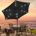 thumbnail image 1 of Sonerlic 7.5ft LED Patio Outdoor Shade Table Umbrella with Steel Frame for Yard,Garden,Park,Poolside and Deck,Black, 1 of 9