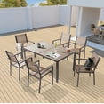 thumbnail image 1 of Sonerlic 7 Pieces Dining Table Set Outdoor Steel and Textilene Furniture Set, HIPS Material Tabletop for Balcony, Porch and Backyard,Taupe, 1 of 5