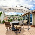 thumbnail image 1 of Sonerlic 8.2 x 8.2ft Patio Offset Umbrellas Outdoor Hanging Market Patio Umbrella, 50+ UV Protection Cantilever Outside Umbrellas for Yard, Pool and Deck,Begie, 1 of 6