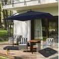 thumbnail image 1 of Sonerlic 8.2 x 8.2ft Square Outdoor Patio Offset Hanging Umbrella with a Base for Yard, Poolside and Deck, Navy Blue, 1 of 7