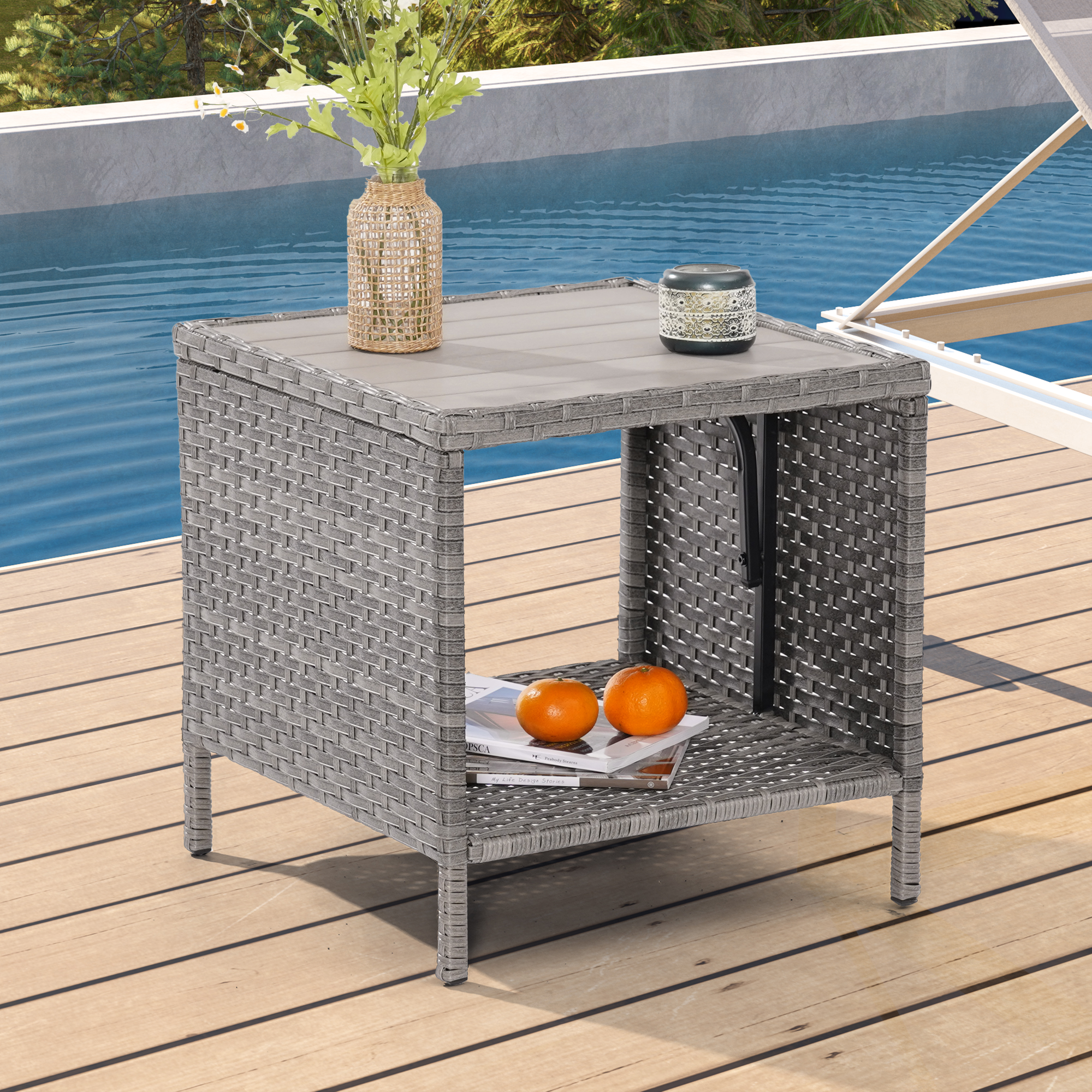 Photo inspiration: Sonerlic Outdoor Pe Rattan Side Table Square Water Proof Coffee Photo Inspiration