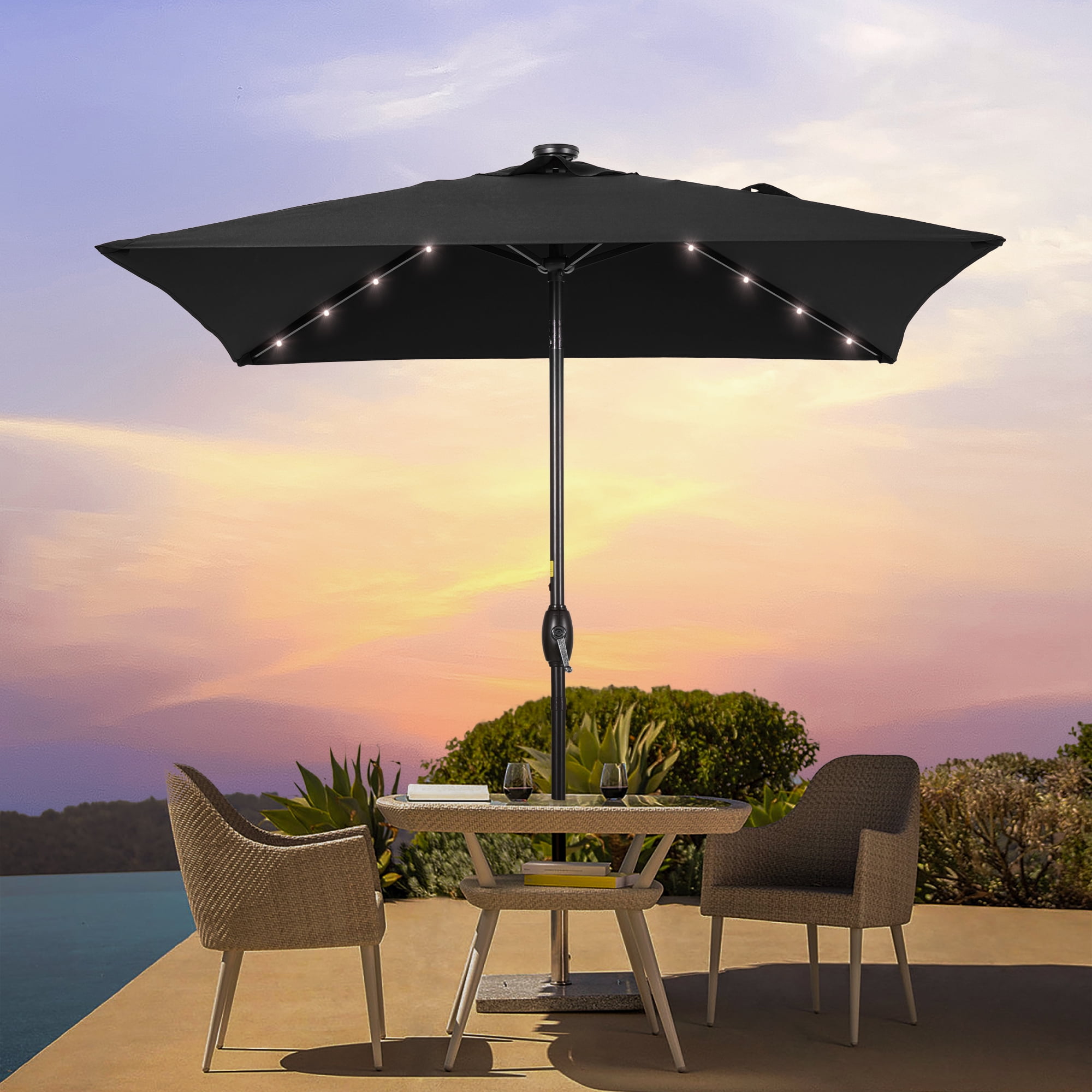 Sonerlic Patio 6.5x6.5 FT LED Market Umbrellas With Solar Sonerlic Patio 6.5x6.5 FT LED Market Umbrellas With Solar