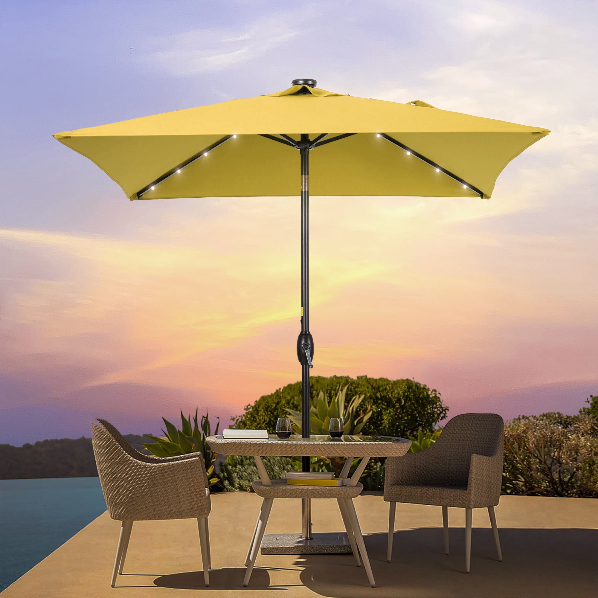 Sonerlic Patio 6.5x6.5 FT LED Market Umbrellas With Solar Sonerlic Patio 6.5x6.5 FT LED Market Umbrellas With Solar