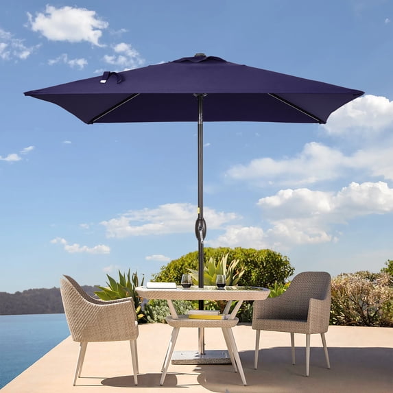 Sonerlic Patio 6.5x6.5 FT Market Umbrellas and Shade, Table Umbrella for Patio and Outdoor With Tilt Button for Deck, Garden and Pool,Navy Blue