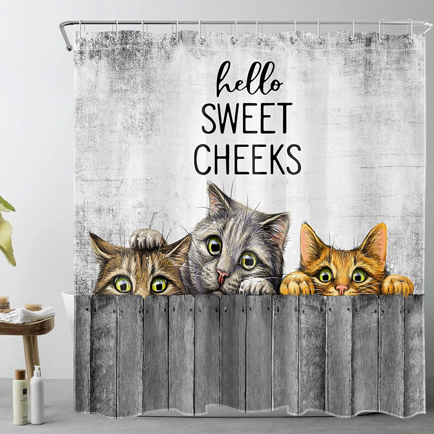 Hajmsug Fun Cat Singing Shower Curtain for Bathroom, Cool Cute Rock Kitten  Band Kids Bath Curtains, …See more Hajmsug Fun Cat Singing Shower Curtain