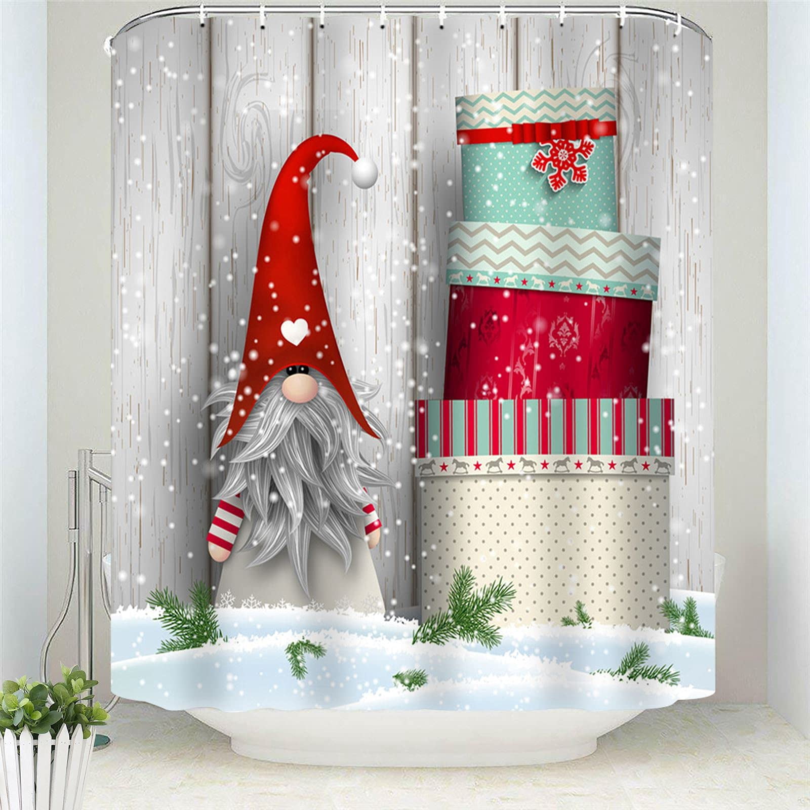 Sonernt Christmas Gnomes Shower Curtain 72x72inch Bathroom Decor Set with Hooks - Walmart.com
