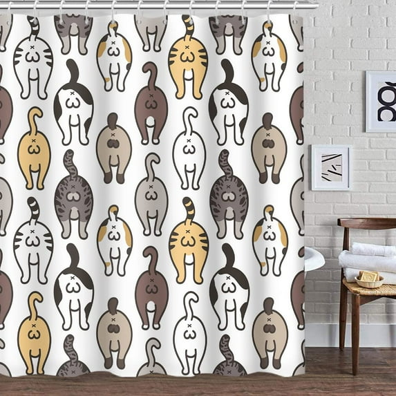 Sonernt Cute Cats Shower Curtains Funny Cat Animal Bath Curtain Colorful Cartoon Kitten Pattern Waterproof Shower Curtain with Hooks for Interior Bathroom Bathtub Decor,72x72 Inches