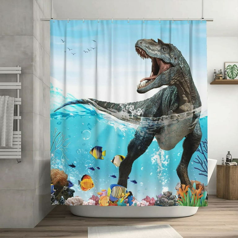 Sonernt Dinosaur Shower Curtain Submarine Coral Boho Shower