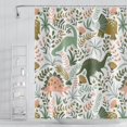 thumbnail image 1 of Sonernt Dinosaur Themed Bathroom Shower Curtain Green Dino Tropical Leaves Shower Curtain with Hooks Waterproof Fabric Polyester Shower Curtain for Kids Baby Bathtub Decorative, 72x72 Inch, 1 of 7