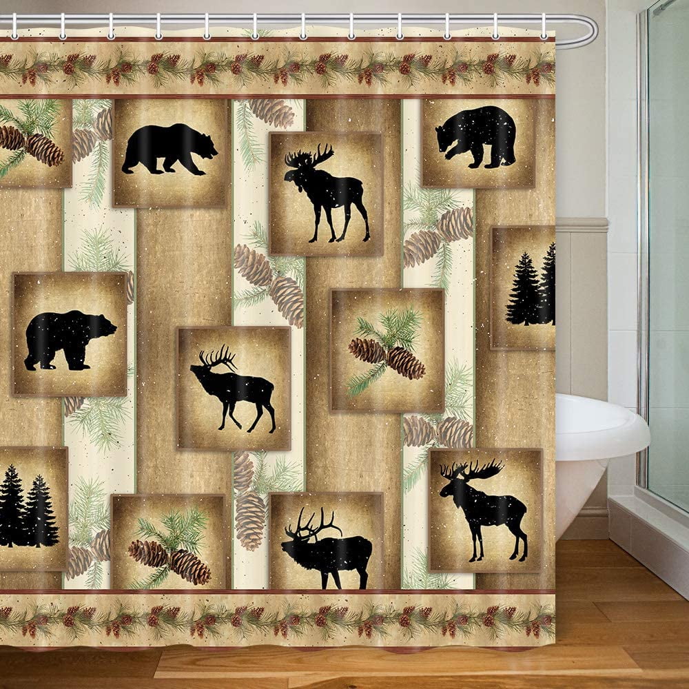 Sonernt Farmhouse Camo Wildlife Shower Curtain 72x72inch Bathroom Decor