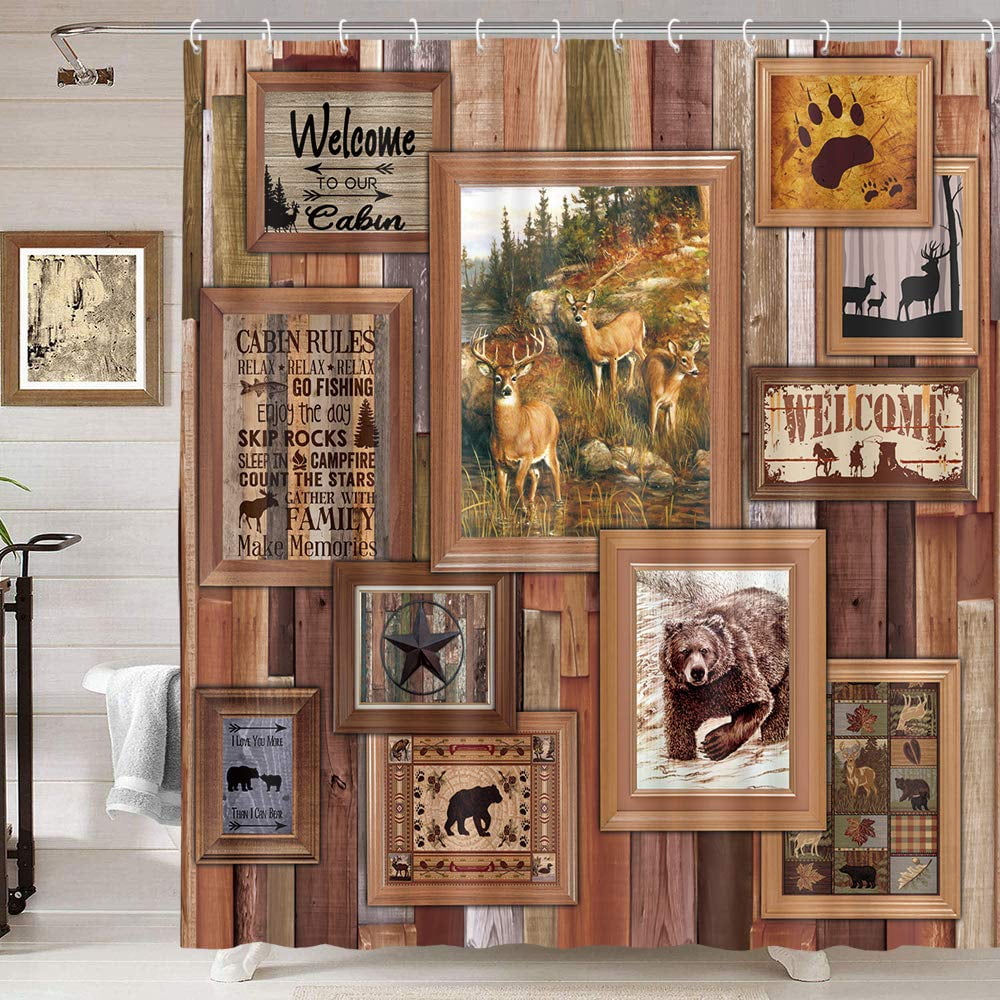 Sonernt Farmhouse Camo Wildlife Shower Curtain 72x72inch Bathroom Decor