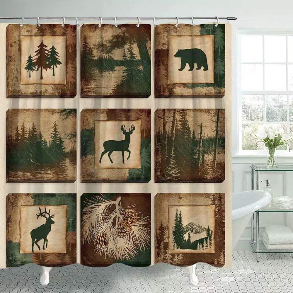 Sonernt Farmhouse Camo Wildlife Shower Curtain 72x72inch Bathroom Decor ...