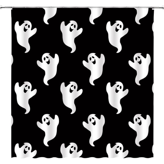 Sonernt Halloween Cute Ghost Shower Curtain 72x72 inch with 12 Hooks