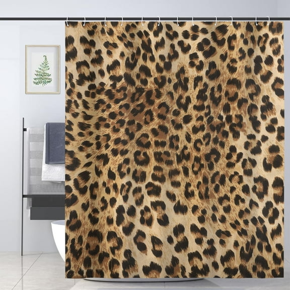 Sonernt Leopard Print Polyester Shower Curtain for Bathroom Decoration with 12 Hooks,72x72 inch