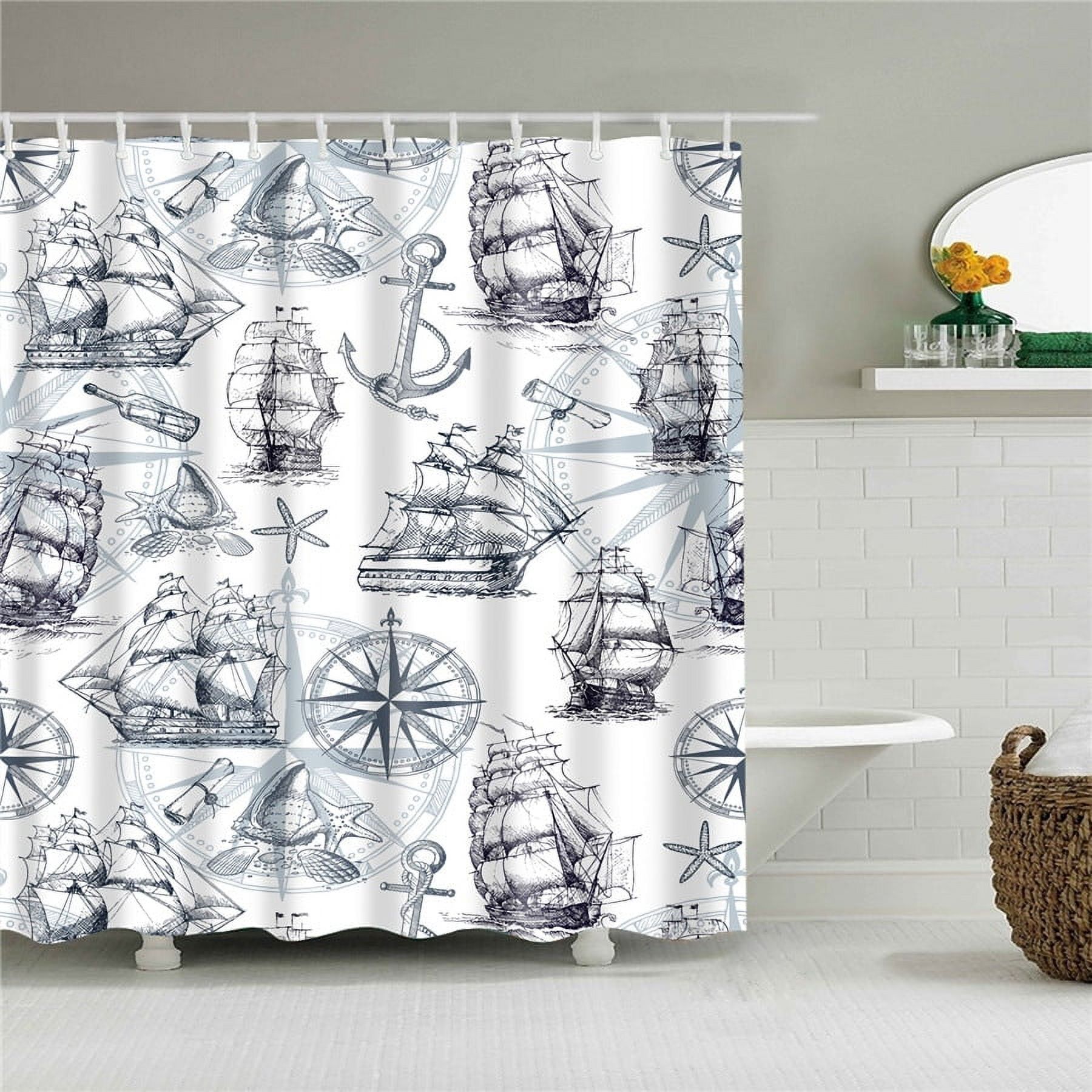 Sonernt Navigation Anchor Lighthouse Shower Curtain 72x72 inch Bathroom