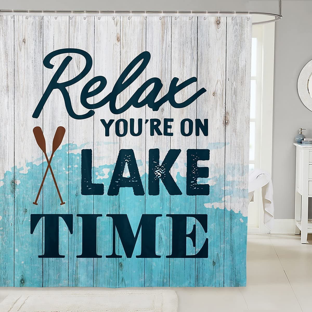 Sonernt The Lake Theme Shower Curtain 72x72 inch with 12 Hooks