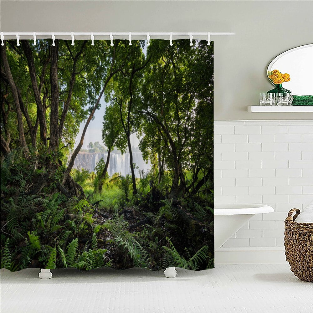 Sonernt Tropical Rainforest Shower Curtain 72x72inch Bathroom Decor Set