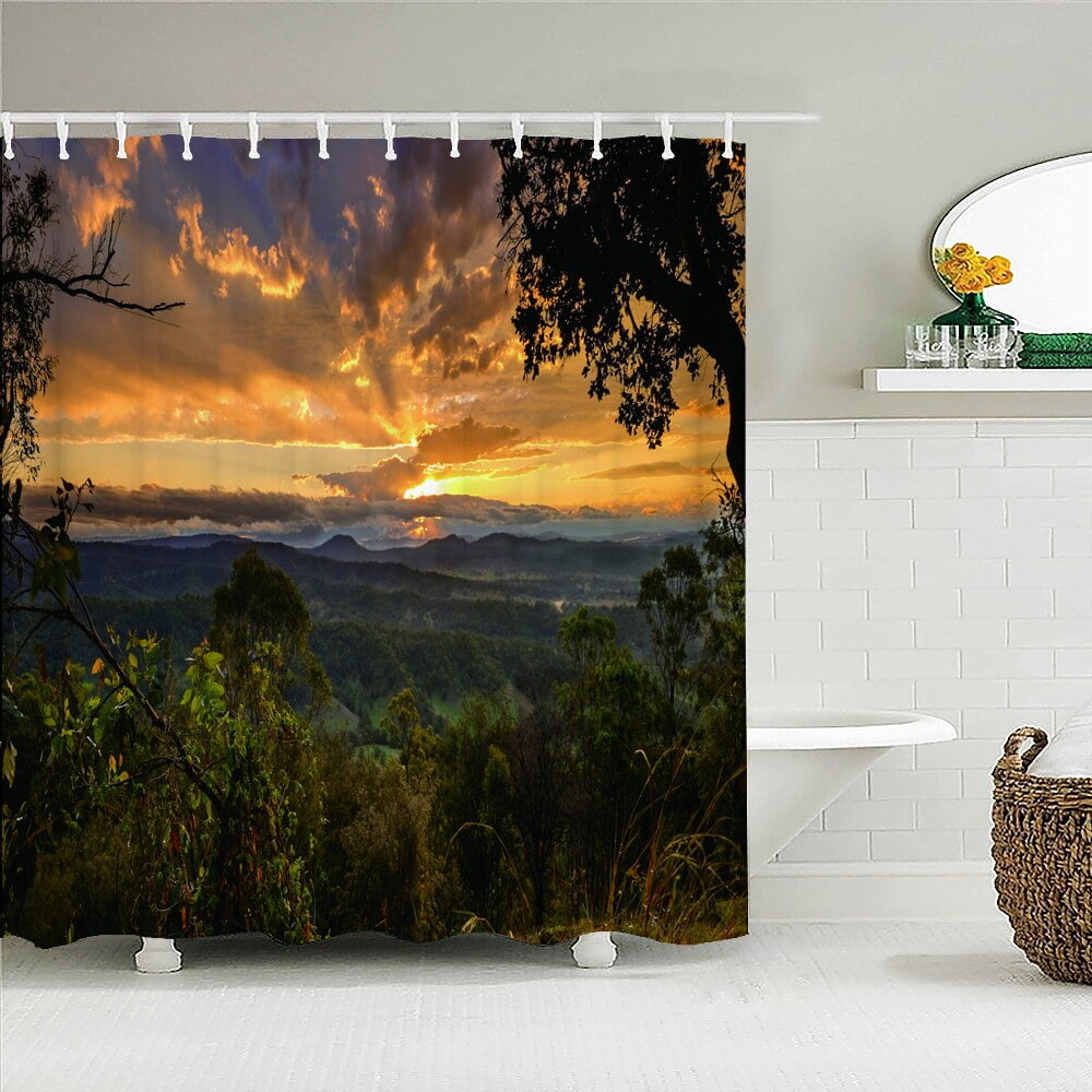 Sonernt Tropical Rainforest Shower Curtain 72x72inch Bathroom Decor Set