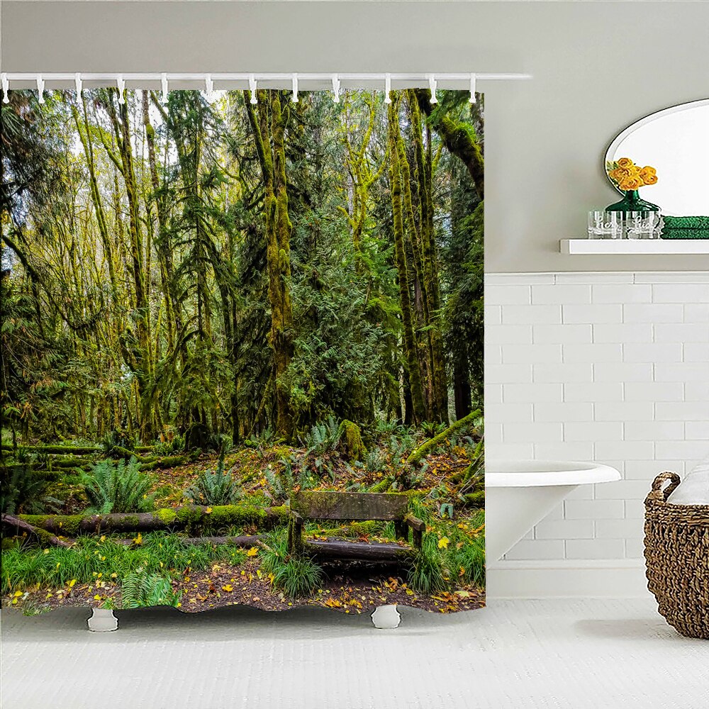 Sonernt Tropical Rainforest Shower Curtain 72x72inch Bathroom Decor Set
