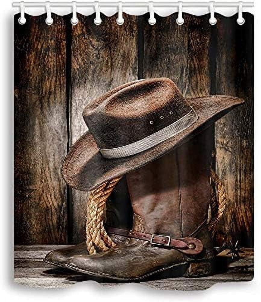 Rustic Brown Rodeo Sonernt Western Shower Curtain 60x72inch, West Rodeo Cowboy Vintage ...