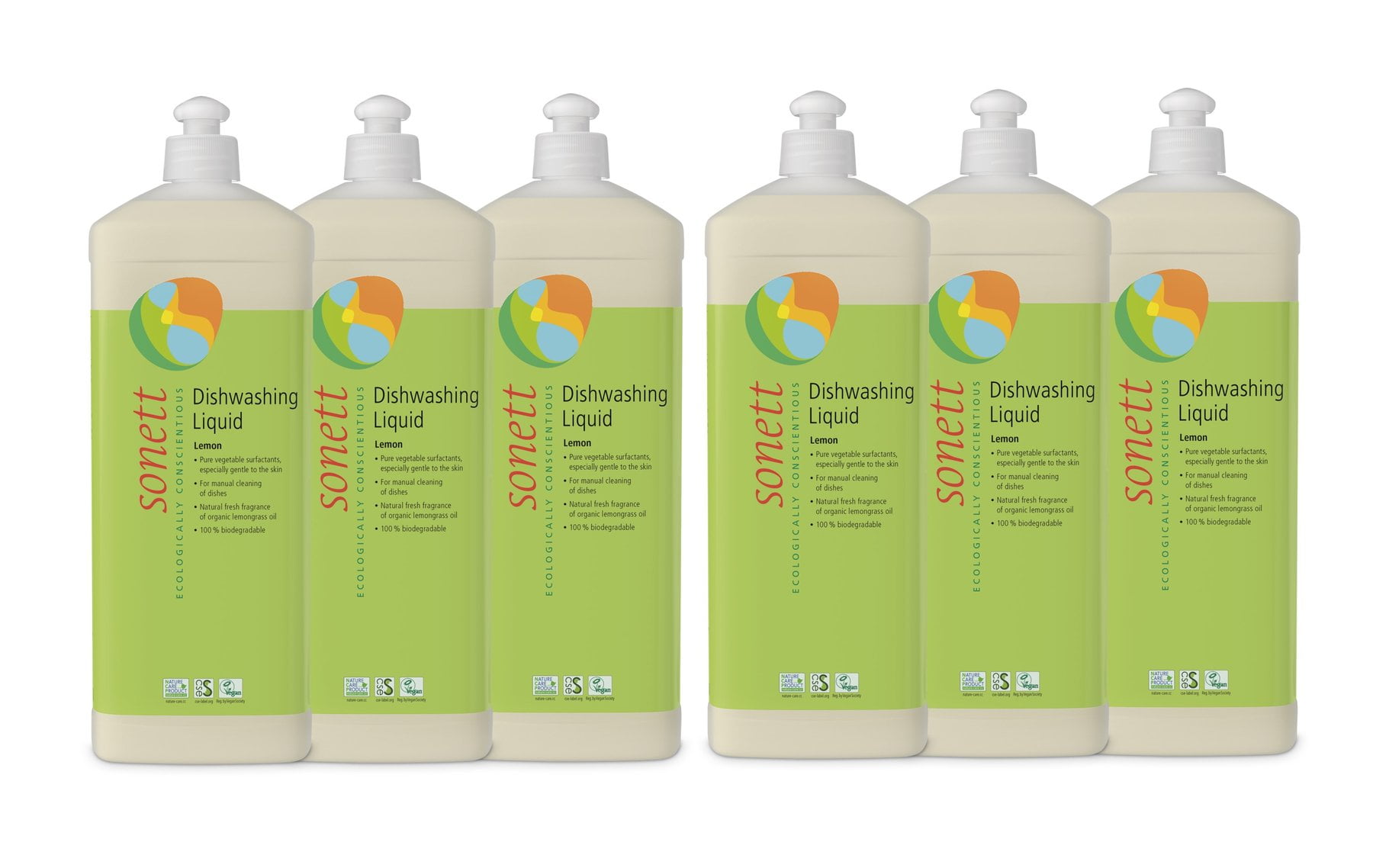 Sonett Organic Dishwashing Liquid Lemon 34 oz 1 L - Pack of 6