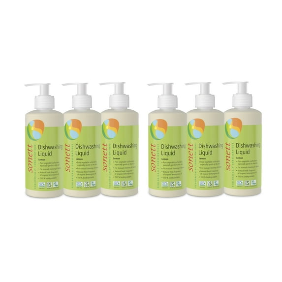 Sonett Organic Liquid Dish Soap, Lemon Scent, 10 Fluid Ounce, 6 Count