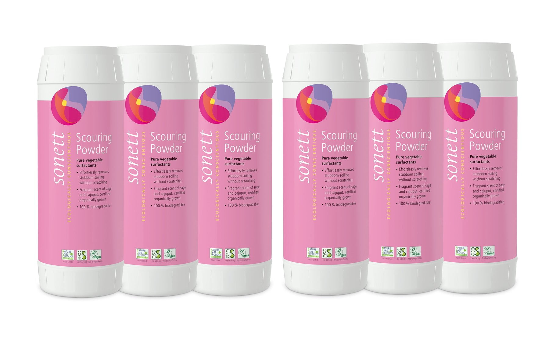 Sonett Organic Washbasins Scouring Powders for Disinfectant Cleaners (16 fl.oz/450g) - 6 Pack