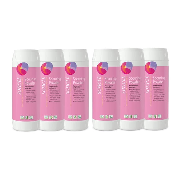 Sonett Organic Washbasins Scouring Powders for Disinfectant Cleaners (16 fl.oz/450g) - 6 Pack