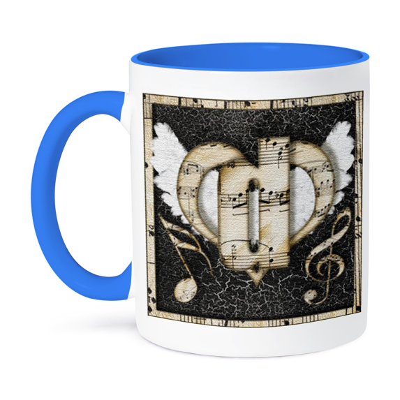 3dRose, Song Angel Initial Letter D, 11oz Two-Tone Blue Mug