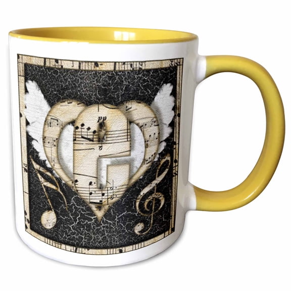 3drose, Song Angel Initial Letter E, 11oz Two-tone Yellow Mug