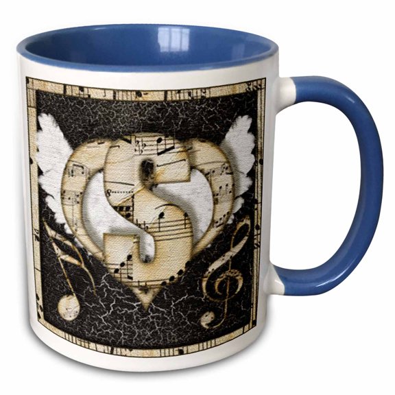 3drose, Song Angel Initial Letter S, 11oz Two-tone Blue Mug