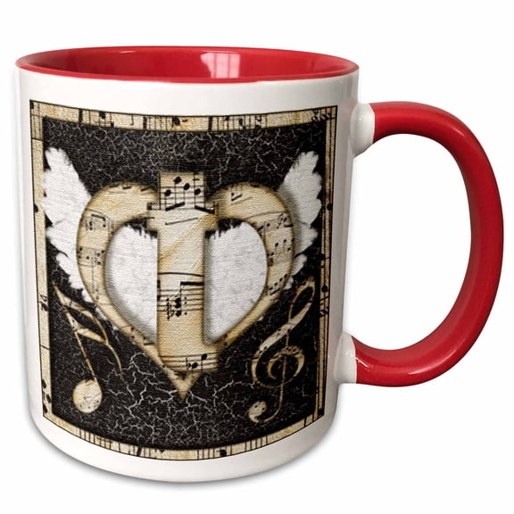 3drose, Song Angel Initial Letter T, 11oz Two-tone Red Mug