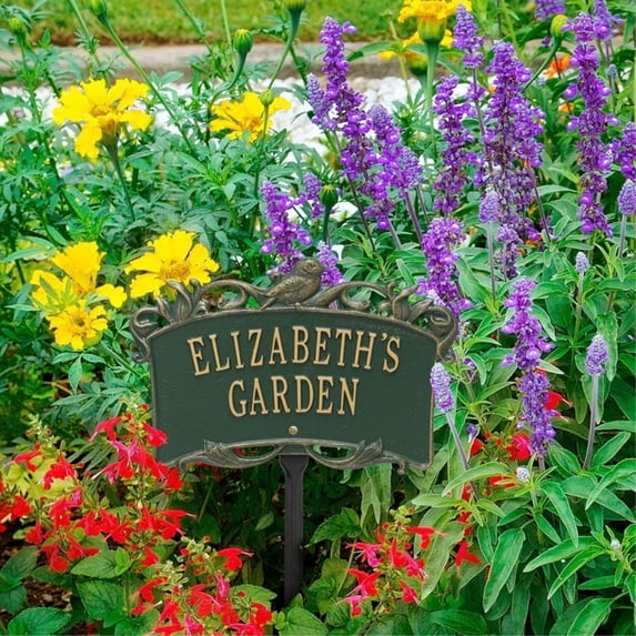 Song Bird Garden Personalized Lawn Plaque - Green/Gold
