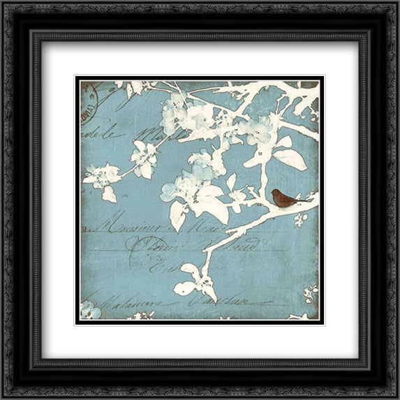 Song Birds III 2x Matted 20x20 Black Ornate Framed Art Print by Melious, Amy