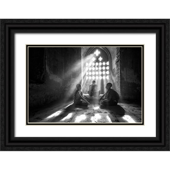 Song, Gunarto 24x17 Black Ornate Wood Framed with Double Matting Museum Art Print Titled - Learning With The Master