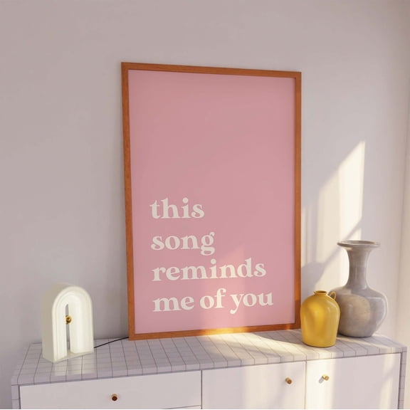 Song Quote Poster Minimal Pink Typography Art Trendy Phrase Wall Poster, Stretched Size 16x24