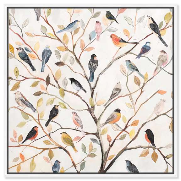 Song of the Tree Canvas Floral Wall Decor by Art Remedy, White Frame, 30 x 30