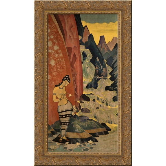 Song of waterfall 24x14 Gold Ornate Wood Framed Canvas Art by Nicholas Roerich