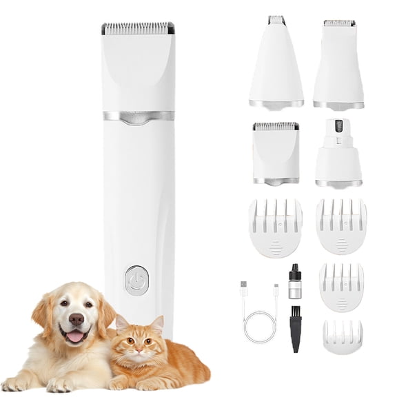 SongSUN Quiet Dog Grooming Clipper Kit  4 Detachable Heads, Cordless with Guide Combs for Dogs, Cats & Pet Home Grooming