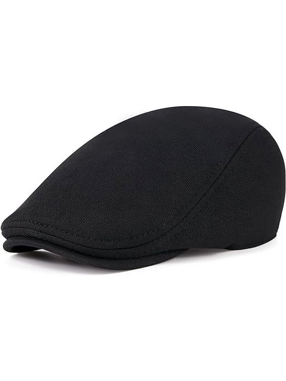 Flat Ivy Gatsby Newsboy Driving Elastic Male Hat, Cotton, Black