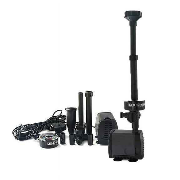 Songbao Fish Pond Fountains Pump Fish Tank Circulating Pump with Colored Lights Garden Pool Oxygenation Aquascape Submersible Pumps 220V