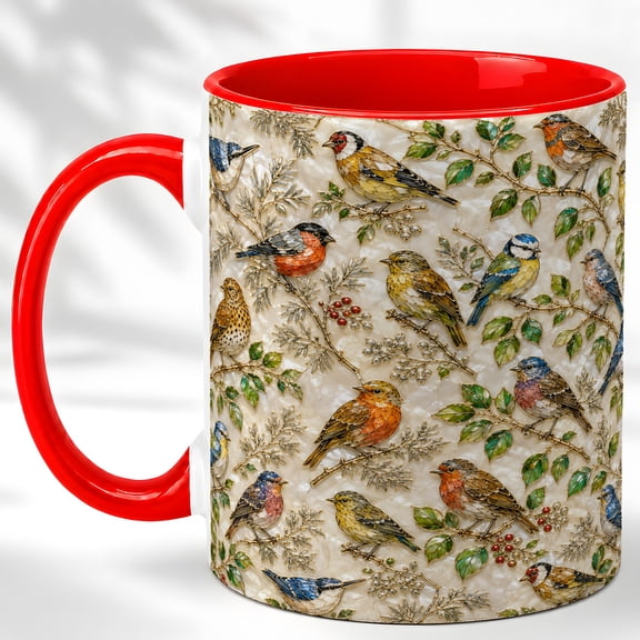 Songbird Coffee Mug, Woodland Bird Mug, Ceramic Cup