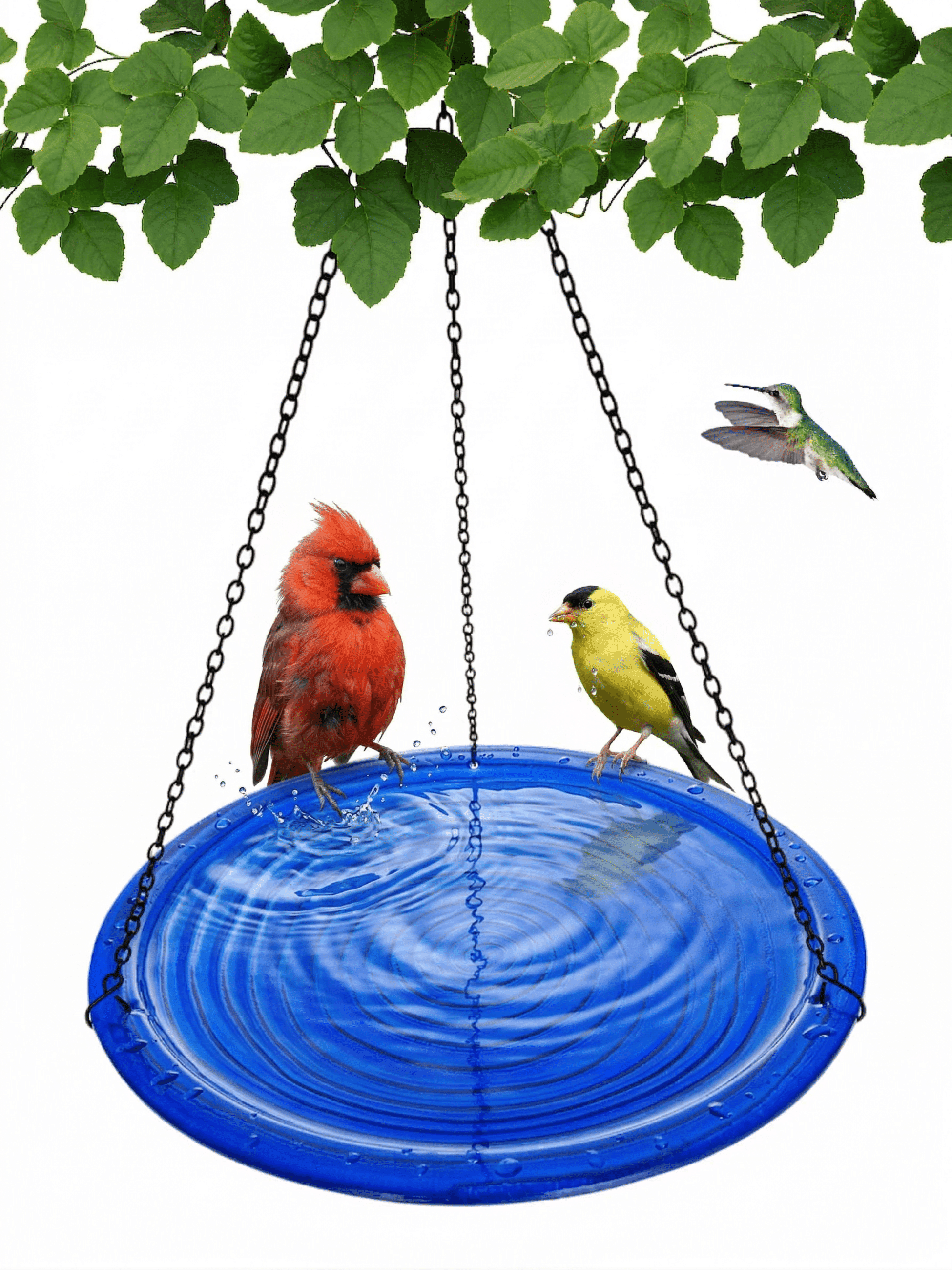 Songbird Essentials Bird Bath Ceramic Hanging Birdbath Cobalt Blue