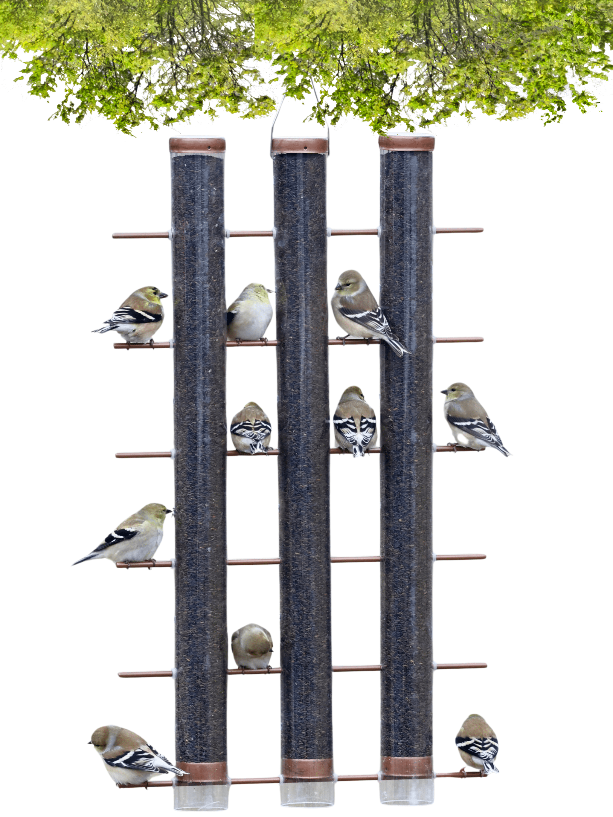 Songbird Essentials Bird Feeder Bird Seed Thistle Finch Feeder 3 Tube Copper