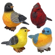 Songbird Garden Figures - Cardinal, Bluebird, Goldfinch & Robin - Decorative Birds for Home and Spring D cor - Each Measures 3.75W X 3"H - 2170