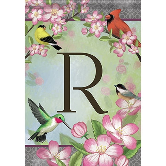 Songbird Monogram R 49669 Garden Flag 12.5" x 18"