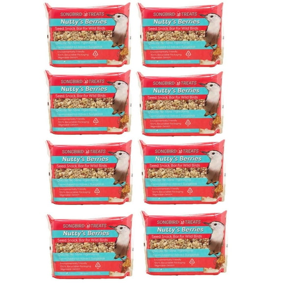 Songbird Treats Seed Bars  8 Pack of 1.75 lb Bird Seed Cakes for Wild Birds Nutty's Berries