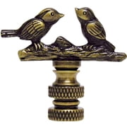 Songbirds Lamp Finial Antique Brass Metal 1.5"h