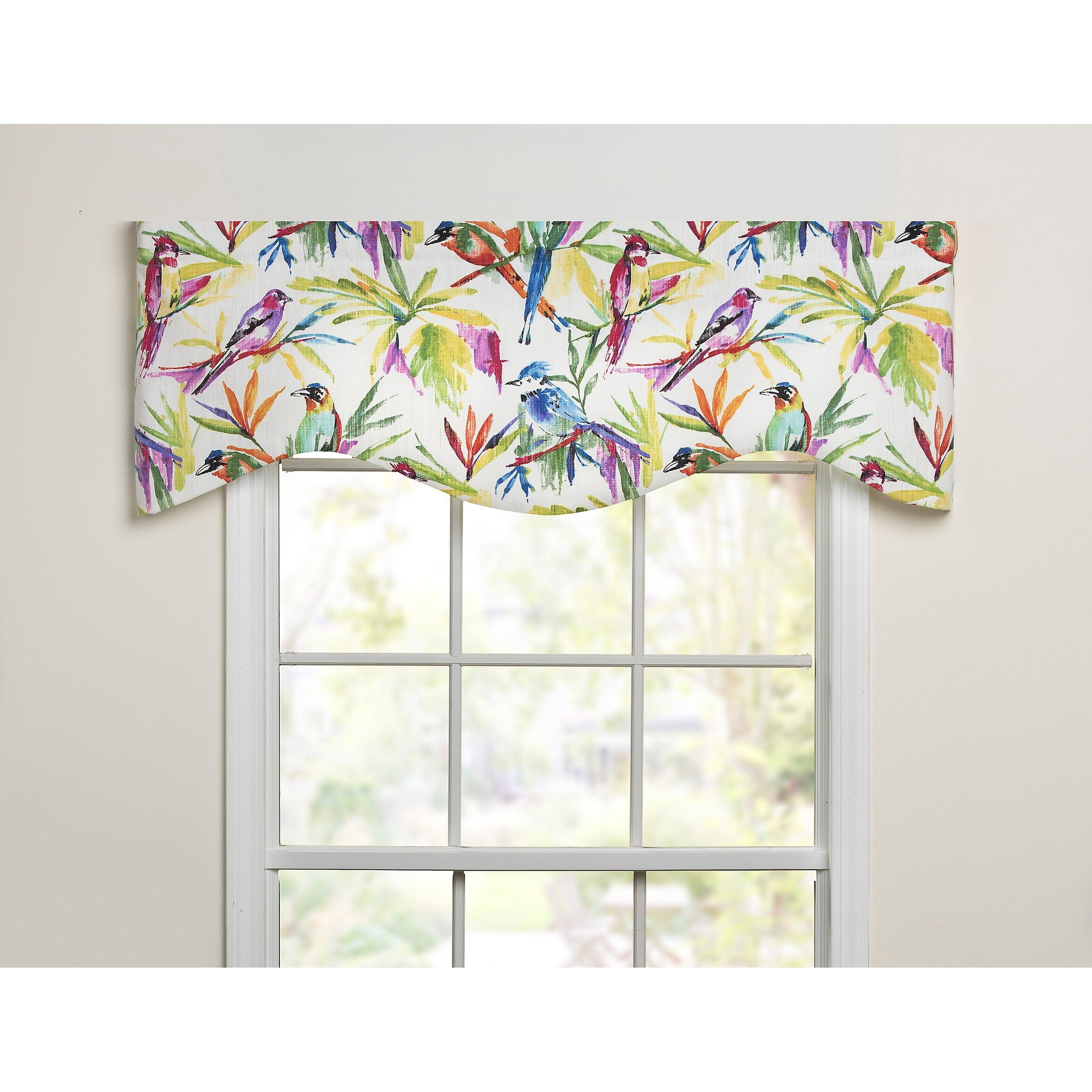 Tropical Songbirds Multicolor Linen Cotton Valance