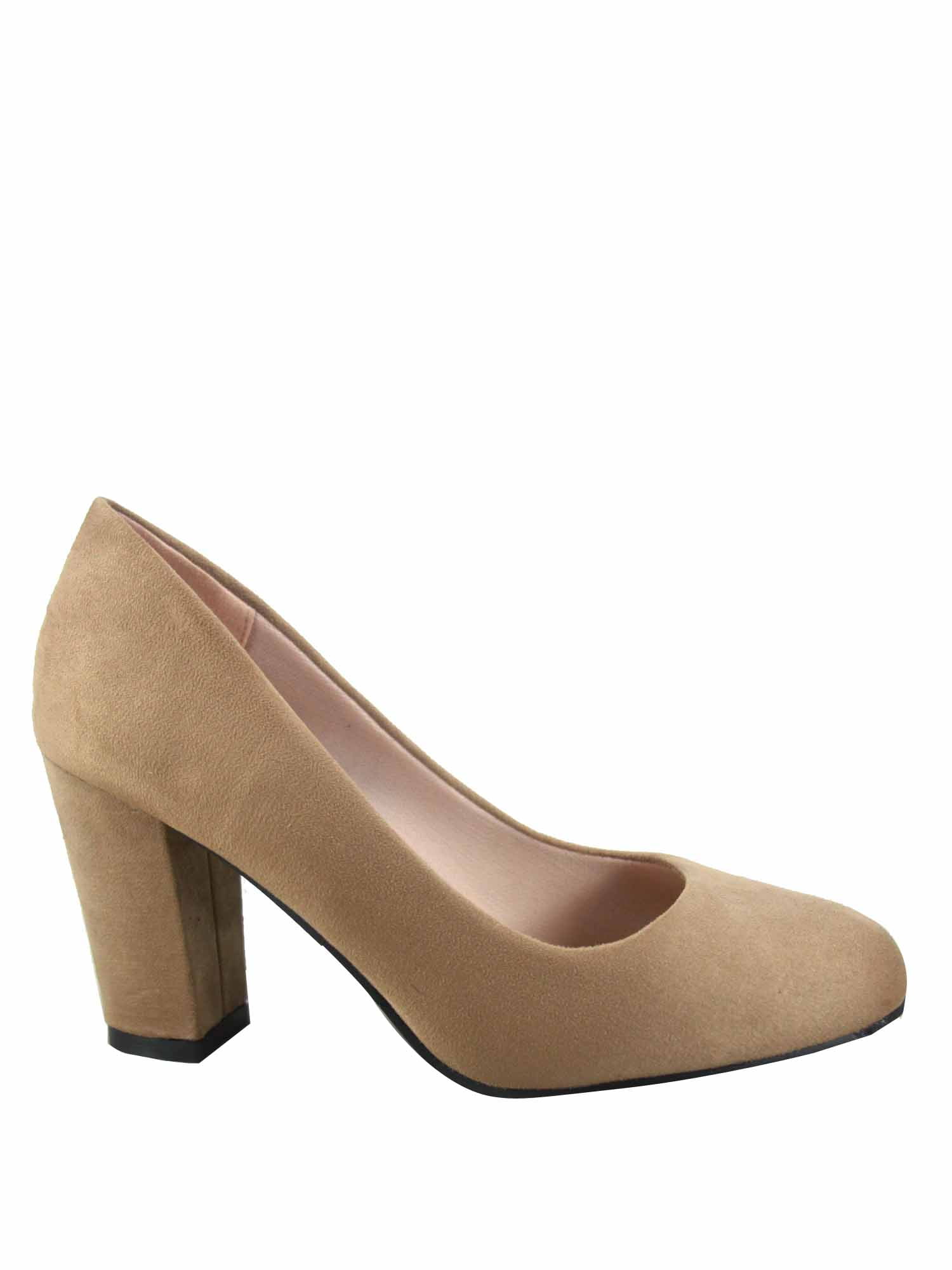 Forever Link Red Round Toe Classic Pumps with High Chunky Heel